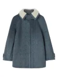 Ermanno Scervino herringbone-pattern faux-fur collar coat - Blue