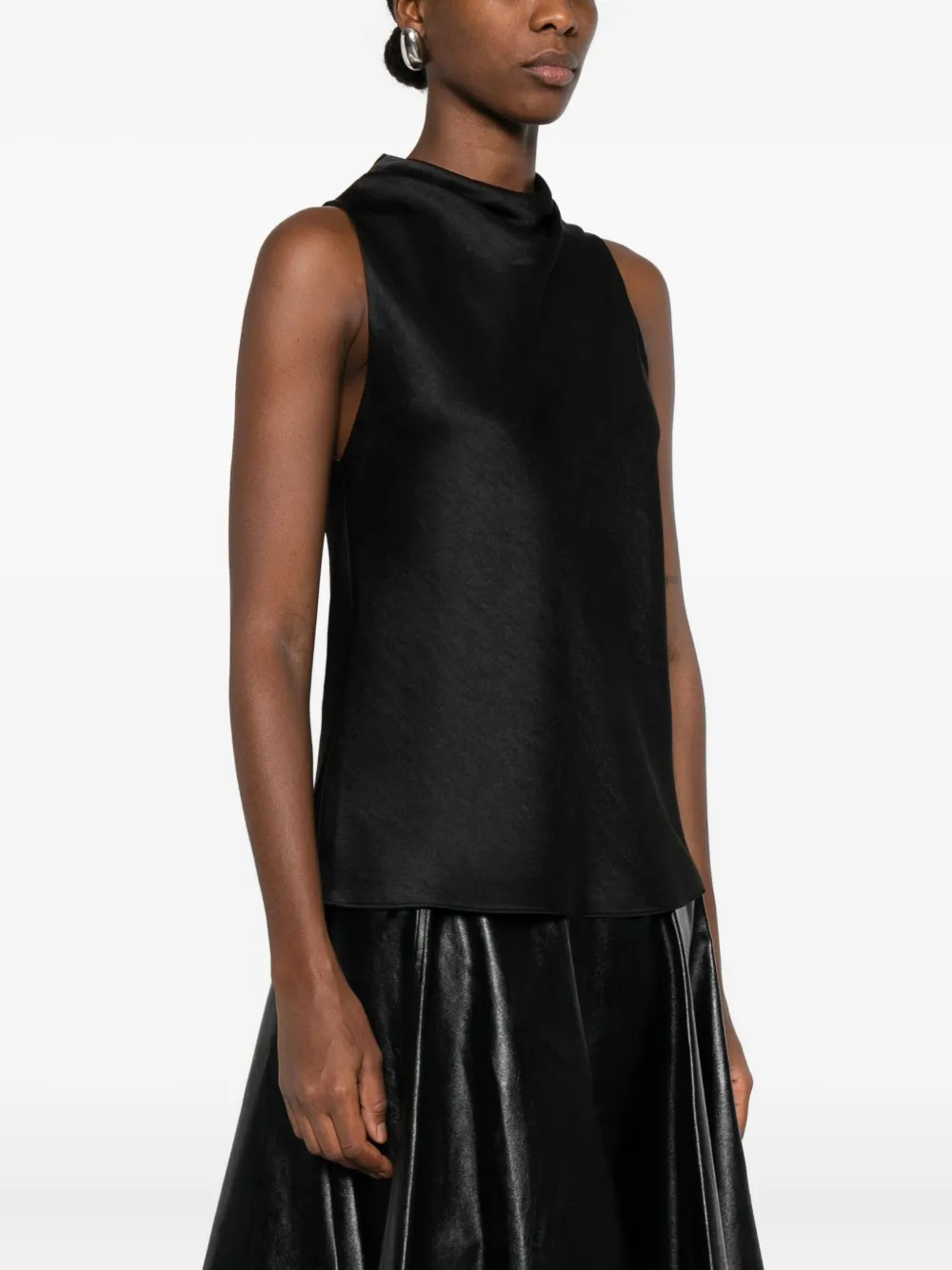 Vince Cowl-neck Sleeveless Top In Black