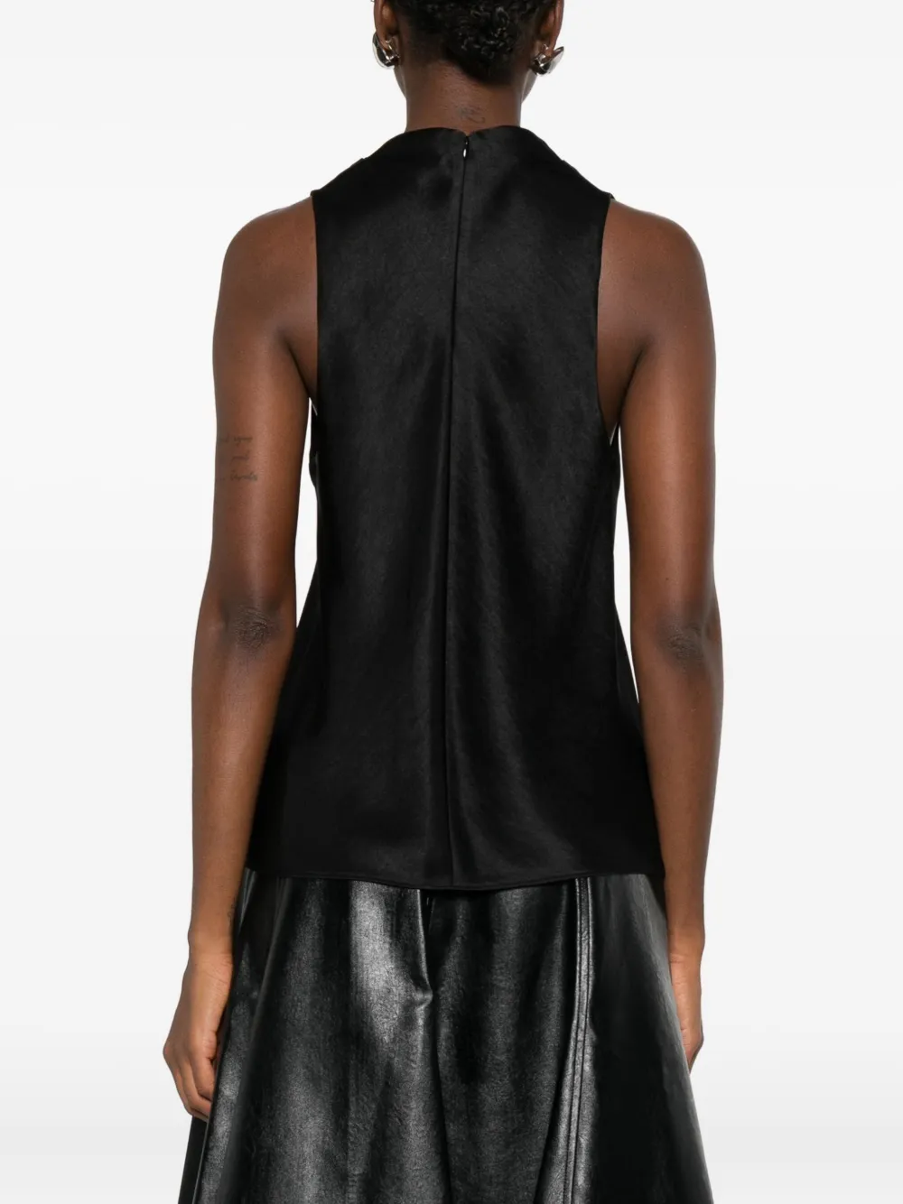 Vince Cowl-neck Sleeveless Top In Black