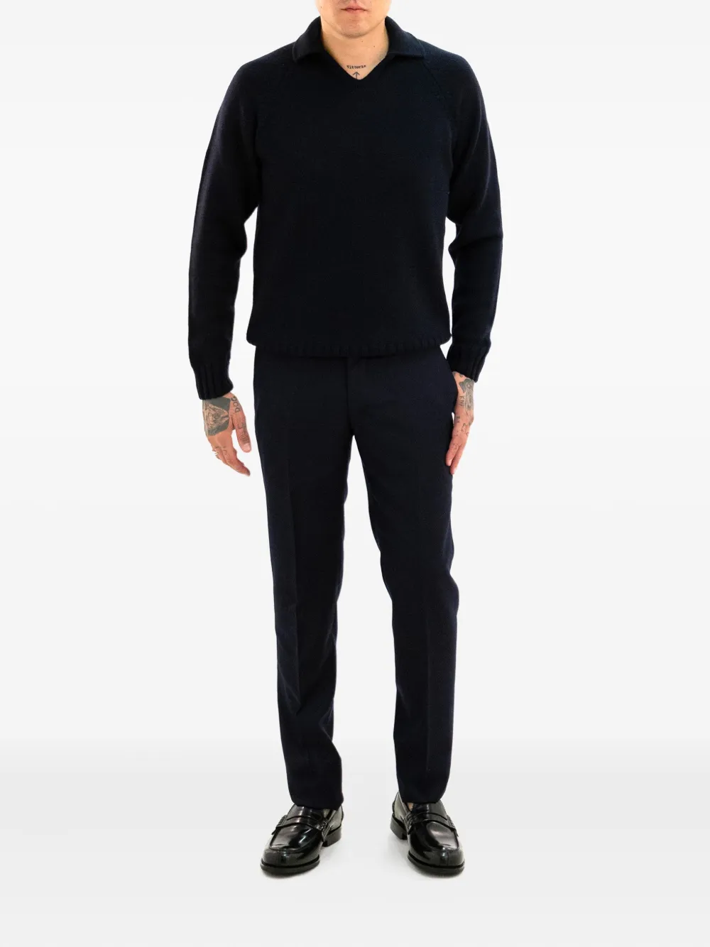 Zanone Trui met V-hals - Blauw