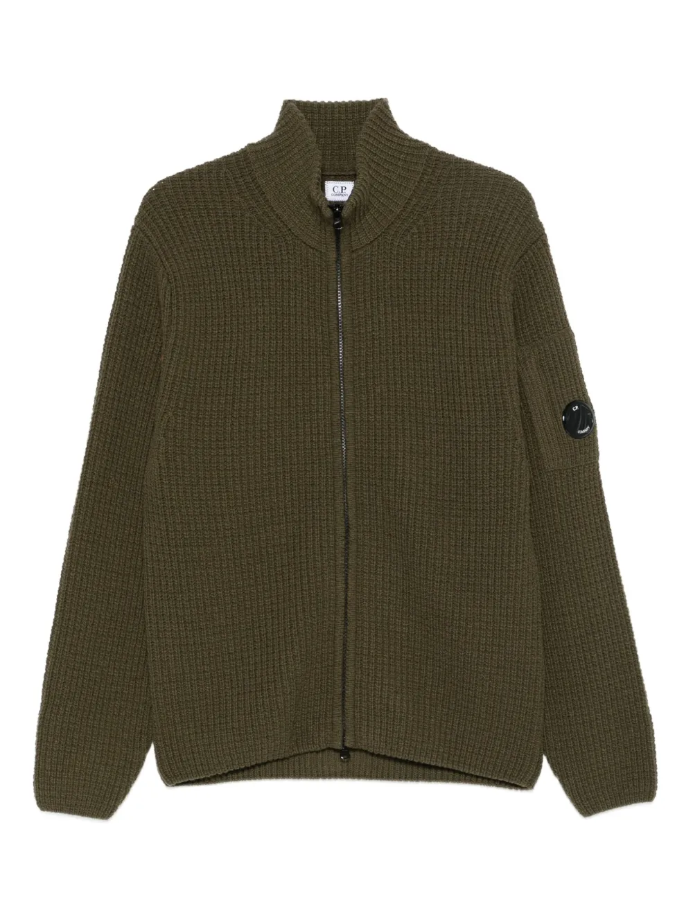 C.P. Company logo-detail cardigan | Green | Image 1