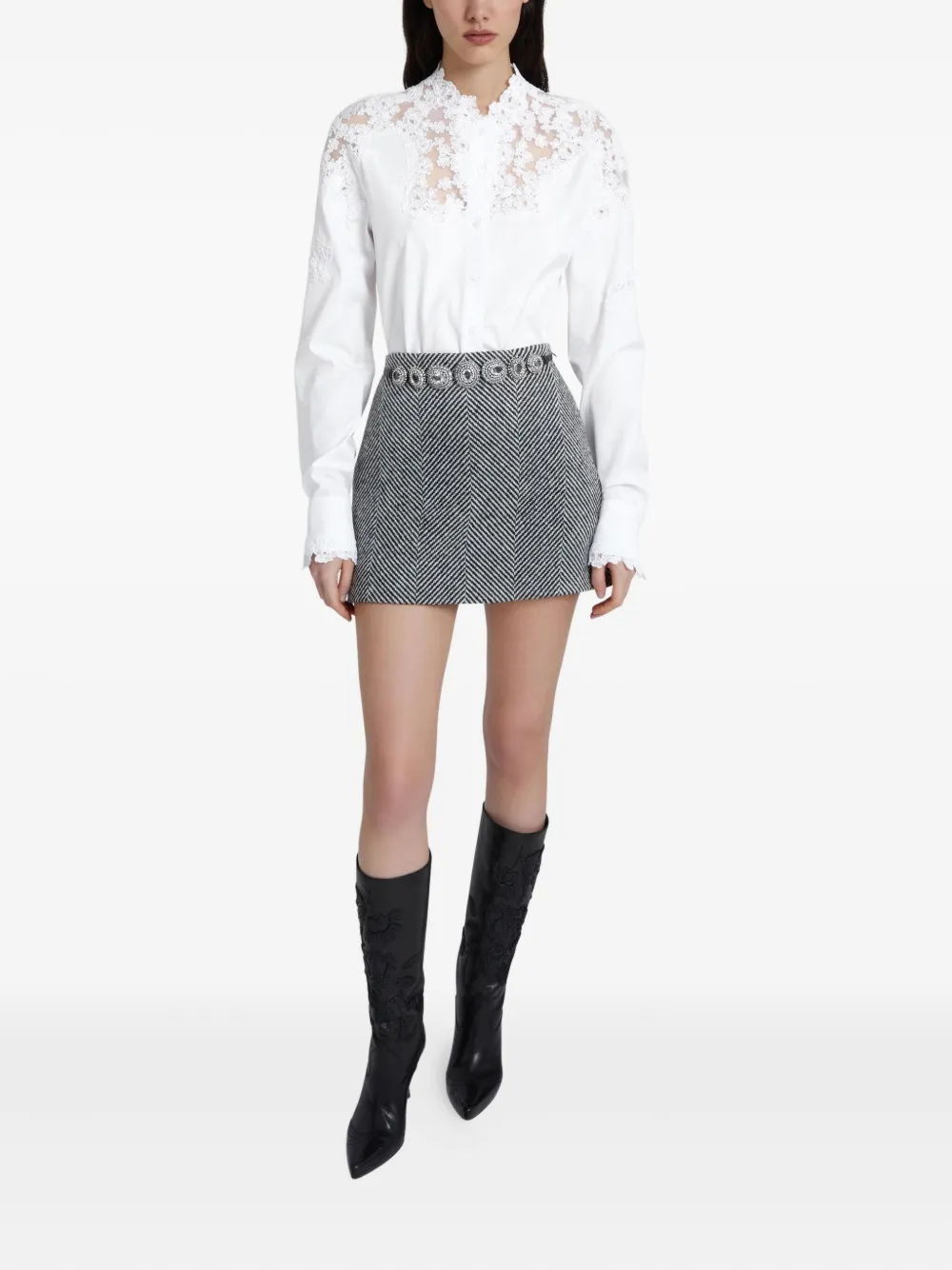 Ermanno Scervino rebrodé-lace poplin shirt - Wit