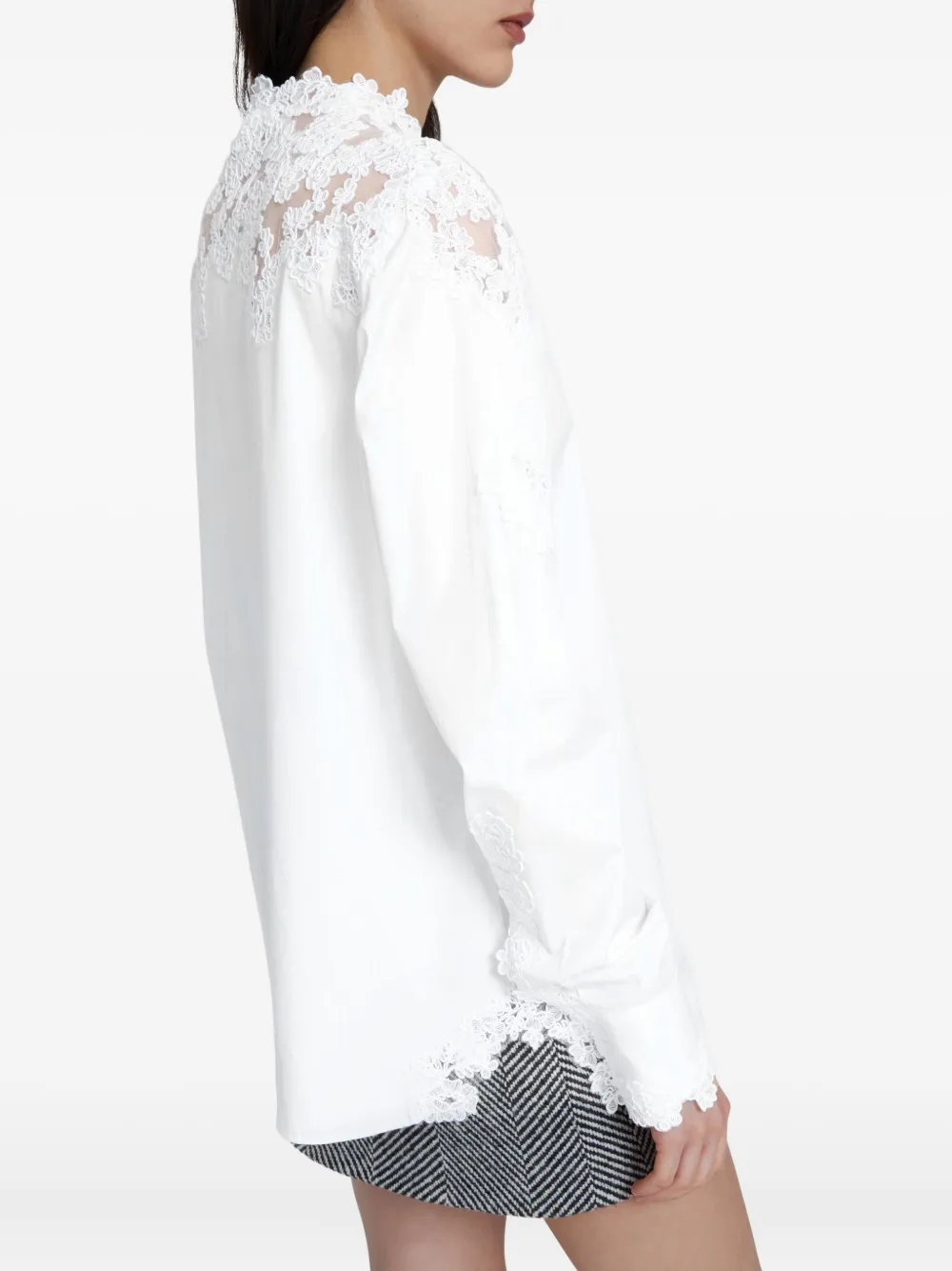 Ermanno Scervino Popeline blouse met rebrodé-kant Wit