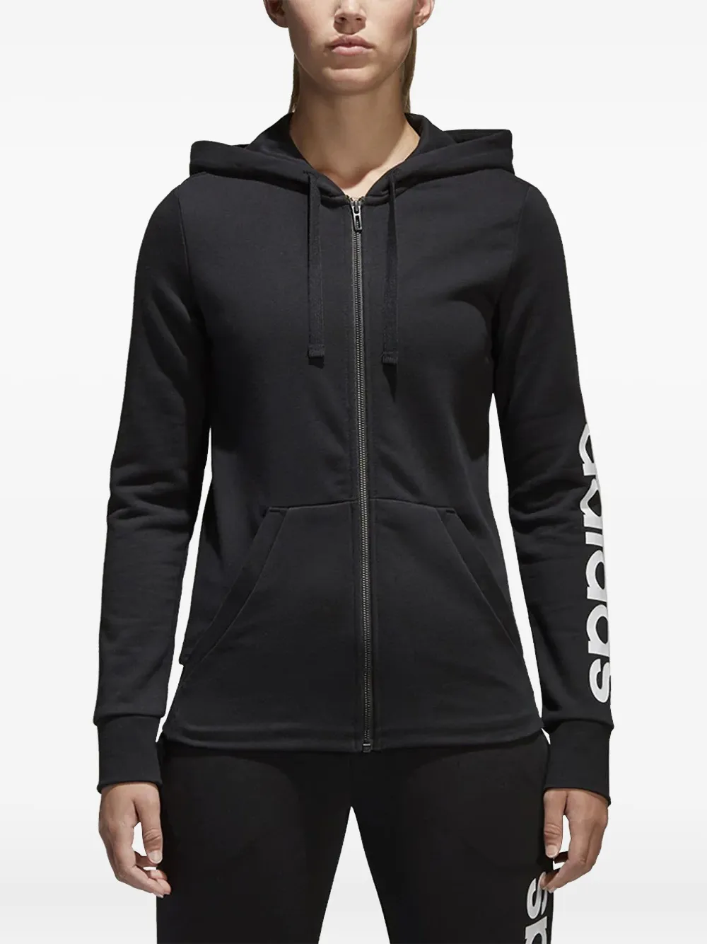 adidas Essential Linear full-zip hoodie | Black | Image 1