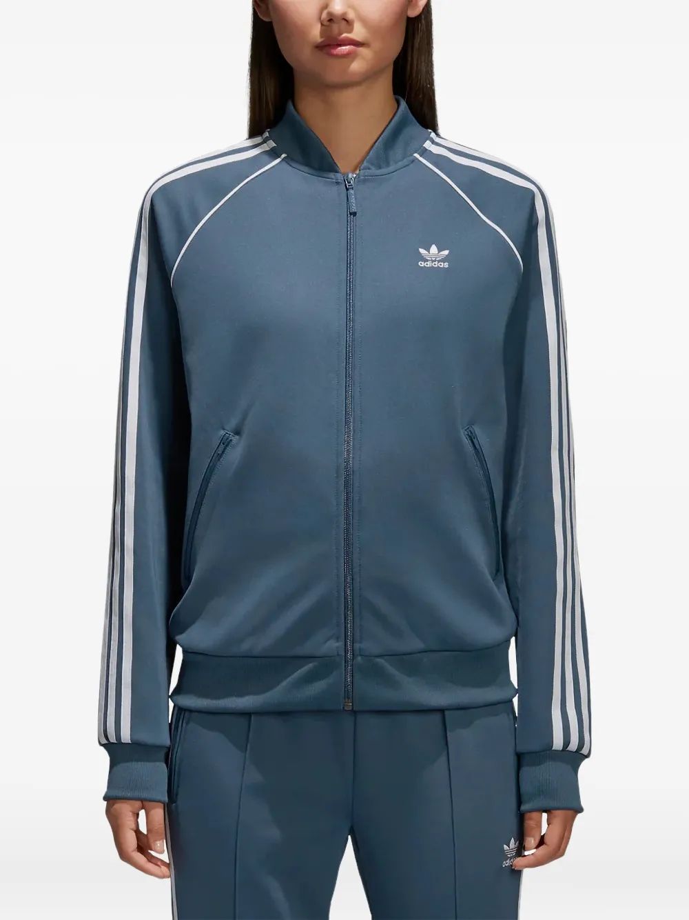 adidas Stadium Superstar "Dark Steel/White" track jacket | Blue | Image 1