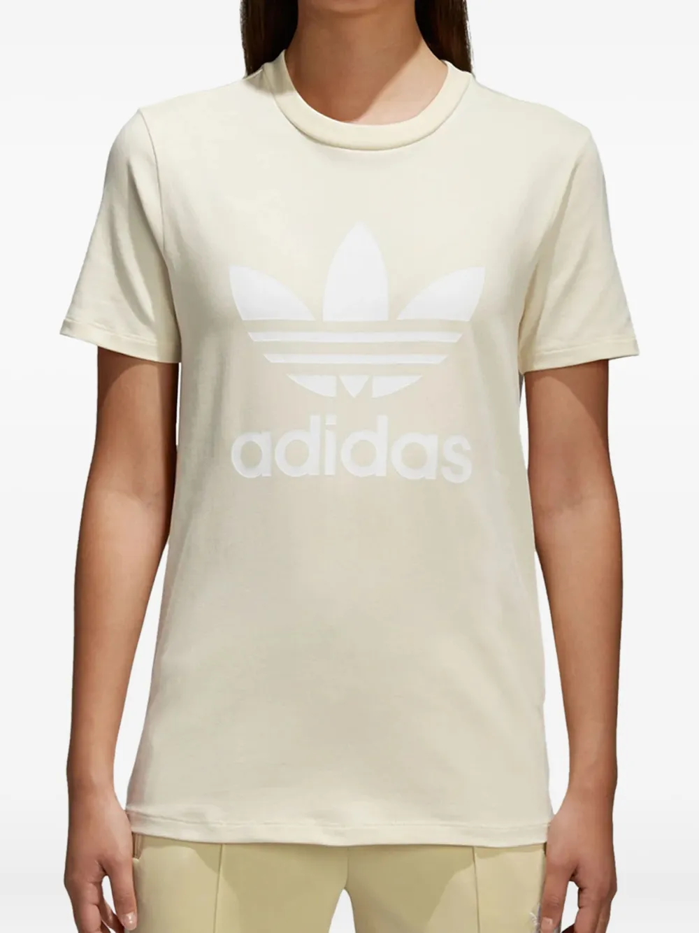 Adidas Originals Stadium Originals Trefoil "mist Sun/white" T-shirt In Gold
