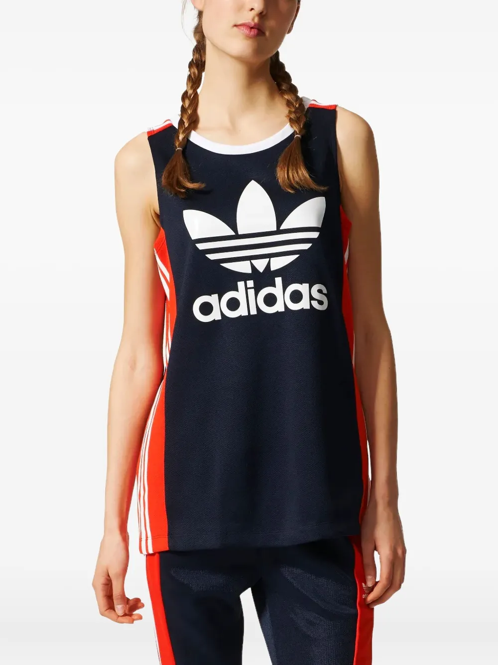 adidas Stadium Osaka "Legend Ink / Orange Red / White" tank top | Black | Image 1