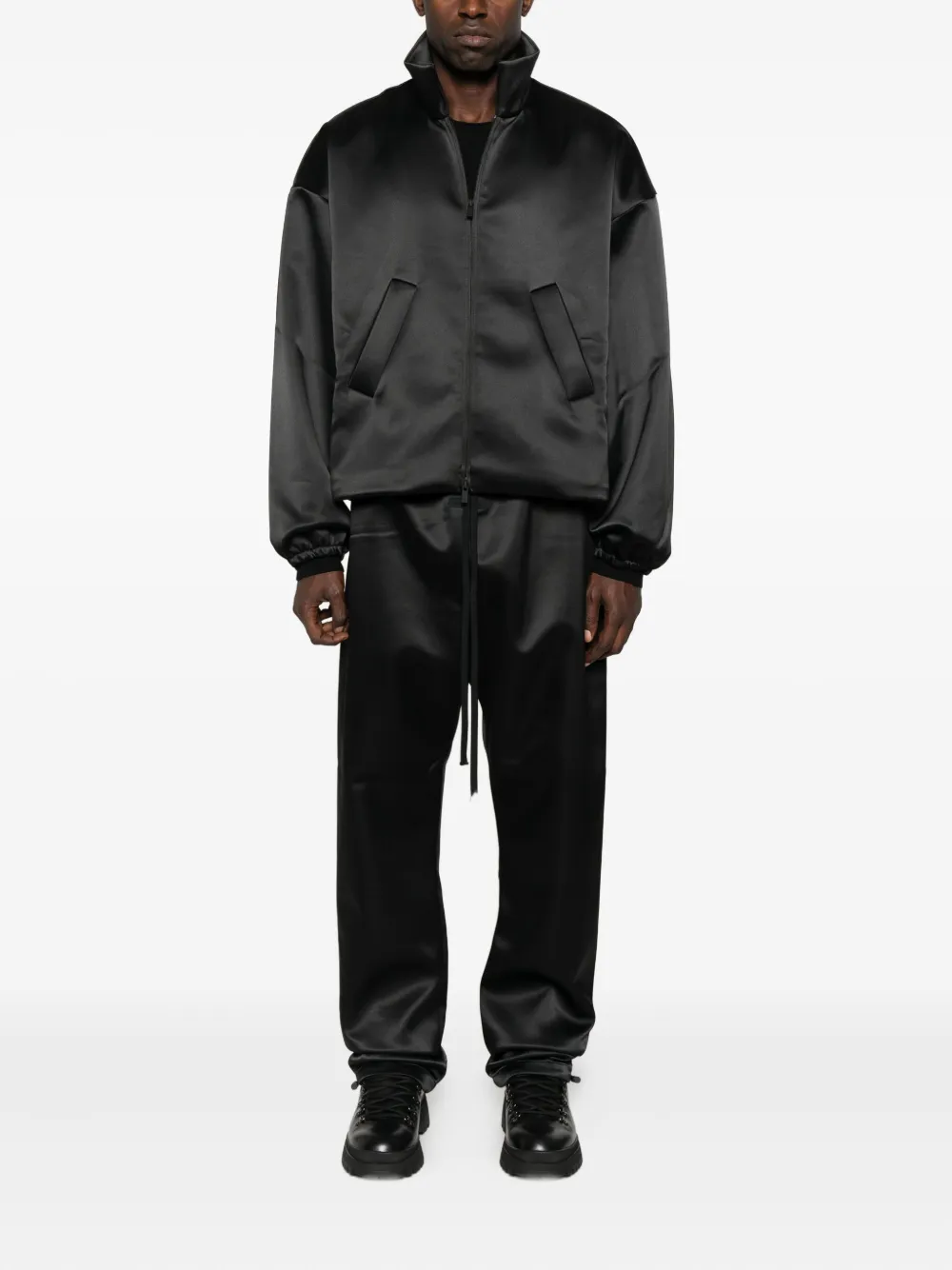 FEAR OF GOD ESSENTIALS drawstring satin trousers - Zwart