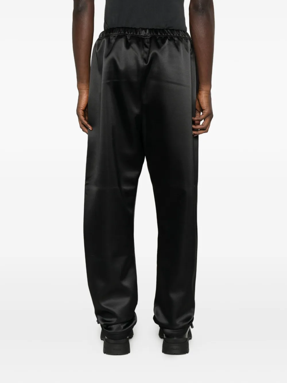 Essentials Drawstring Satin Trousers In Black