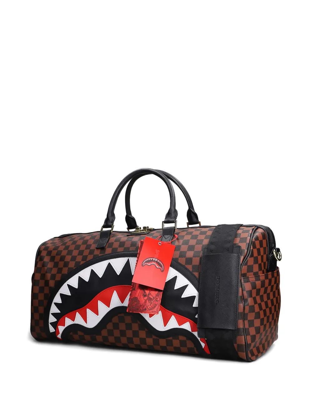 Sprayground Checkerboard-pattern Holdall In Brown