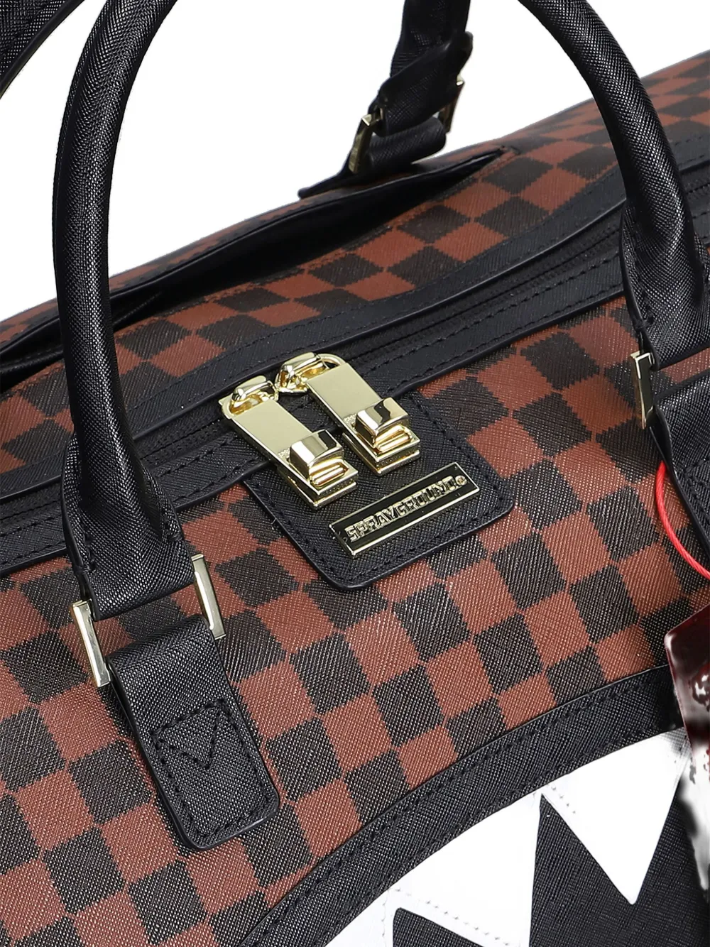 Sprayground Checkerboard-pattern Holdall In Brown