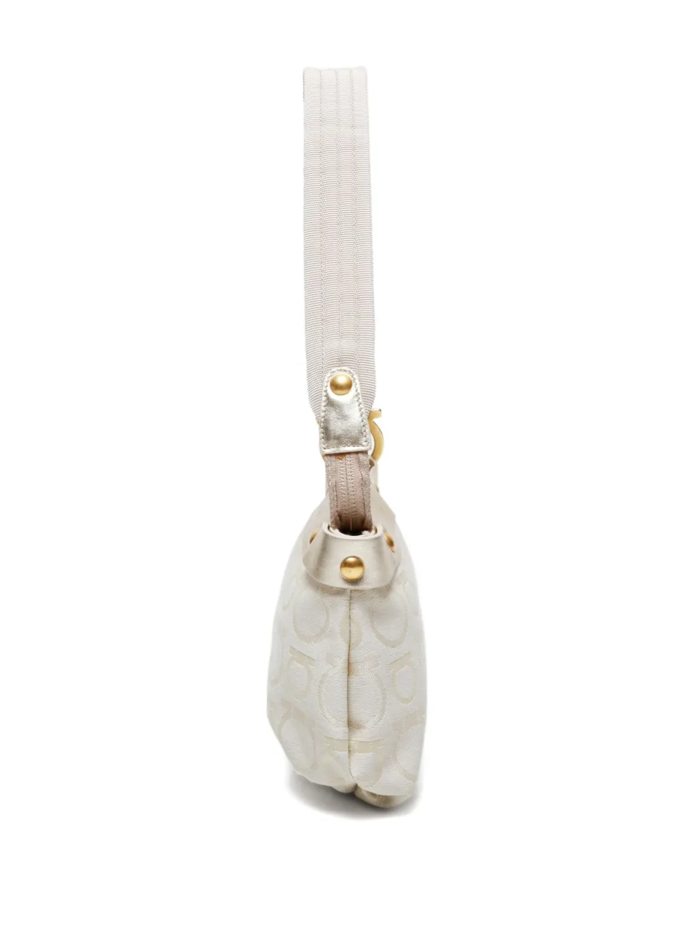 Pre-owned Ferragamo 2000s Gancini-pattern Shoulder Bag In Neutral