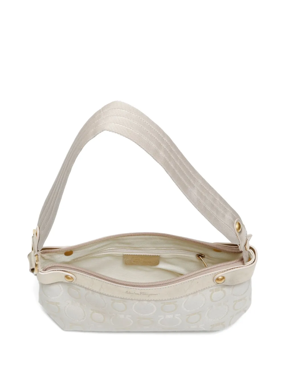 Pre-owned Ferragamo 2000s Gancini-pattern Shoulder Bag In Neutral