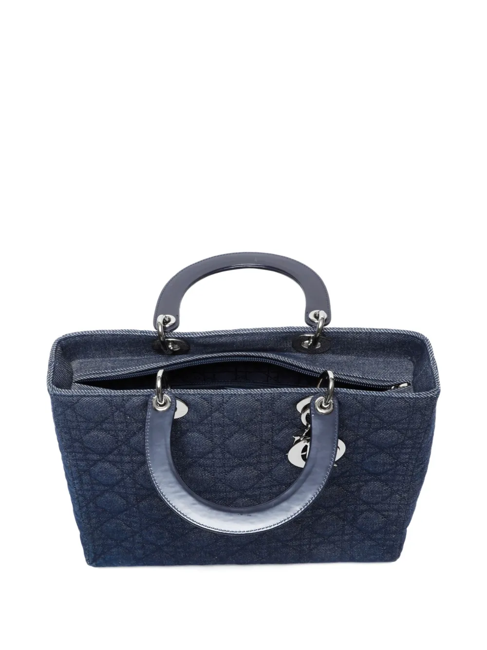 Pre-owned Dior 2000-2010 Large Denim Lady Tote Bag In Blue
