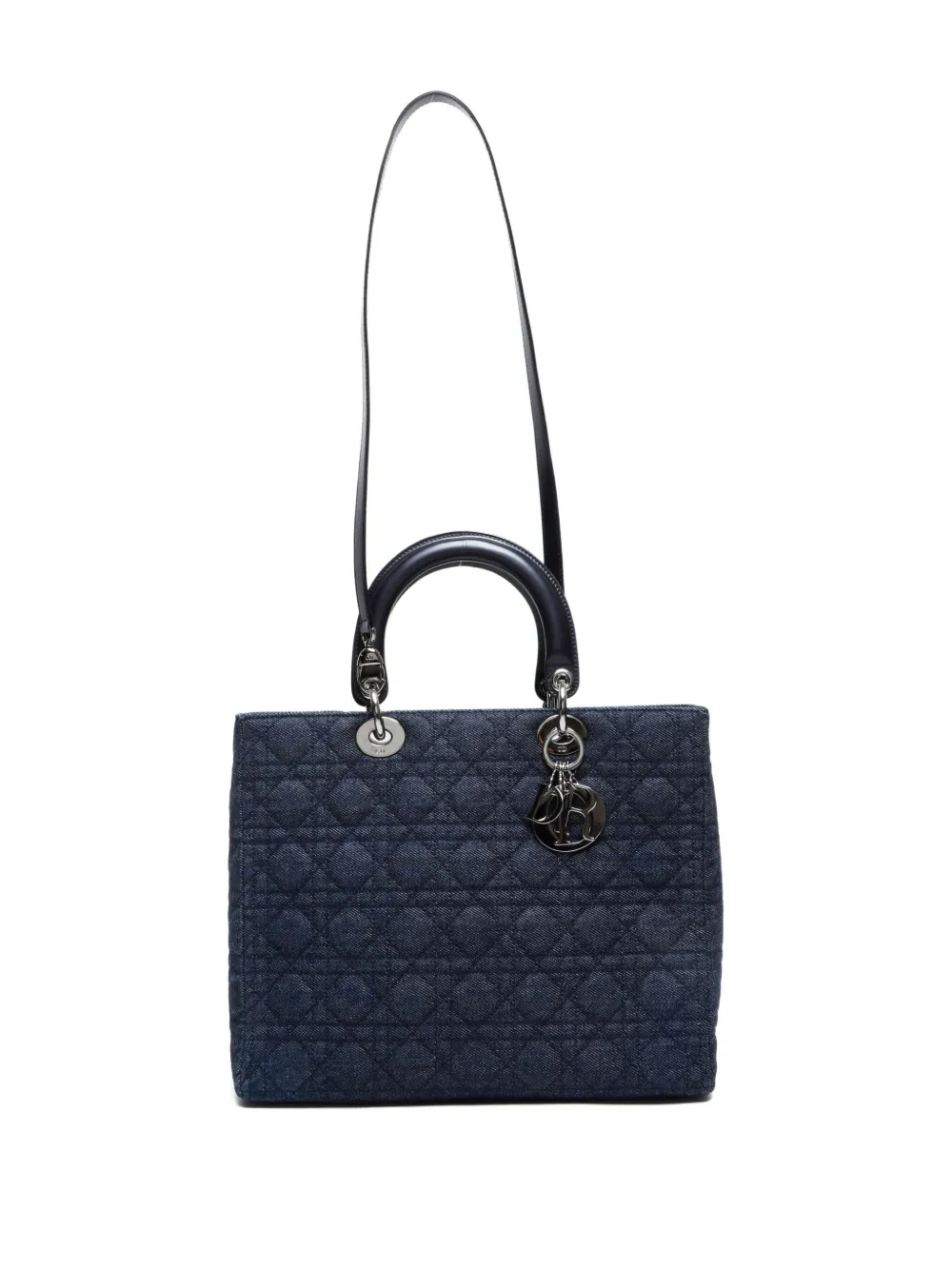 Pre-owned Dior 2000-2010 Large Denim Lady Tote Bag In Blue
