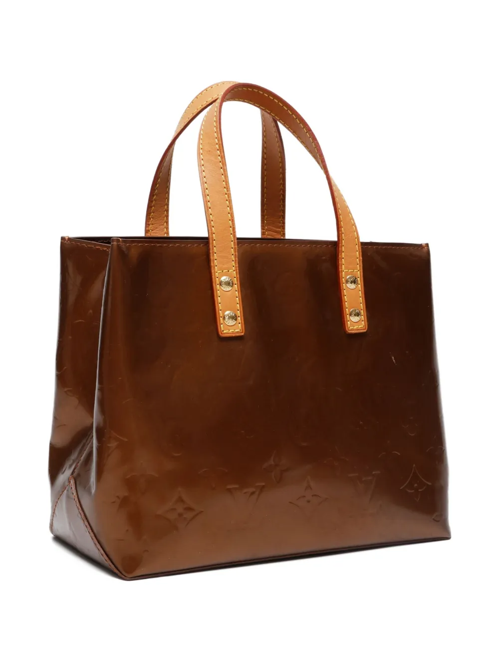 Pre-owned Louis Vuitton 2002 Vernis Reed Pm Tote Bag In Brown