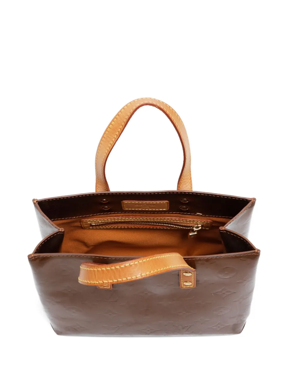 Pre-owned Louis Vuitton 2002 Vernis Reed Pm Tote Bag In Brown