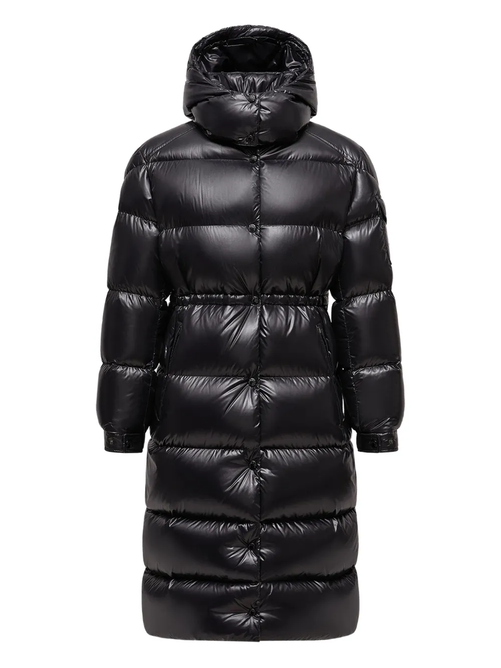 Moncler hooded drawstring padded coat Zwart