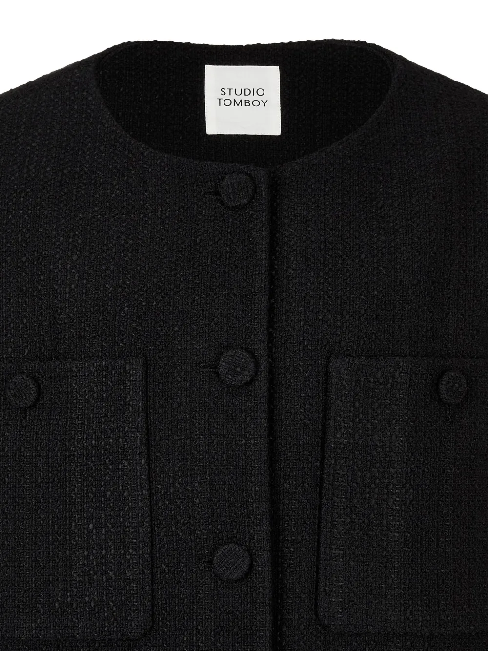 Studio Tomboy Pocket Tweed Jacket In Black