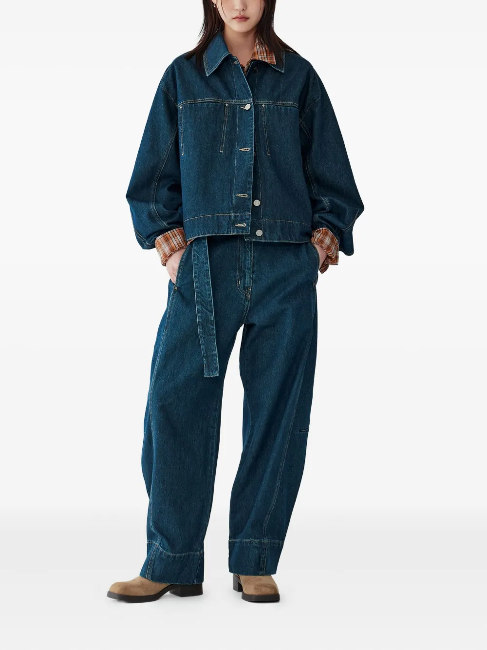 TOMBOY Denim jack met stiksel Blauw