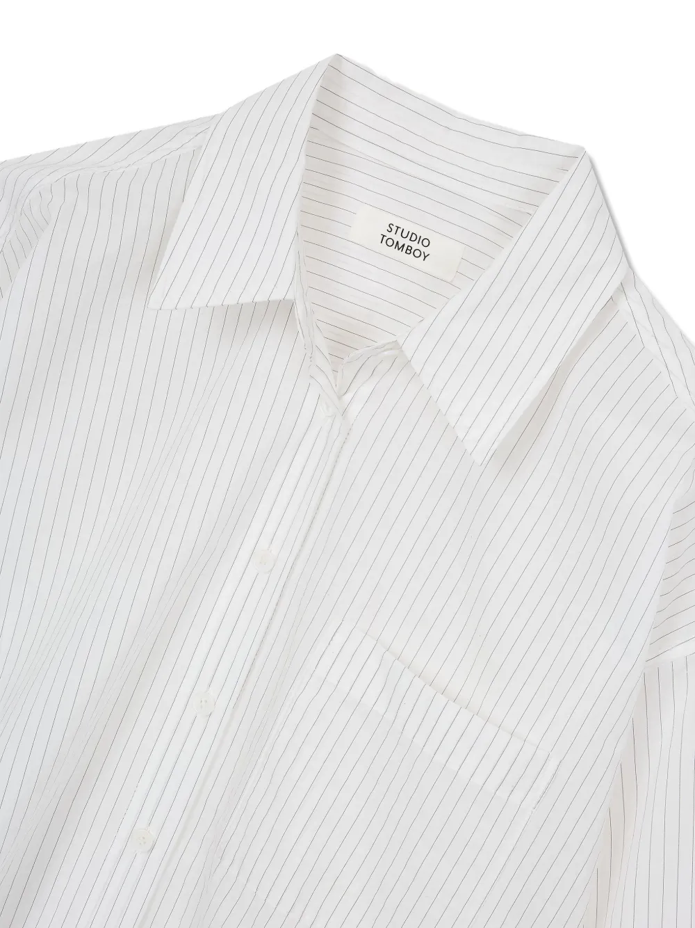 STUDIO TOMBOY Gestreepte blouse met elastische afwerking Wit