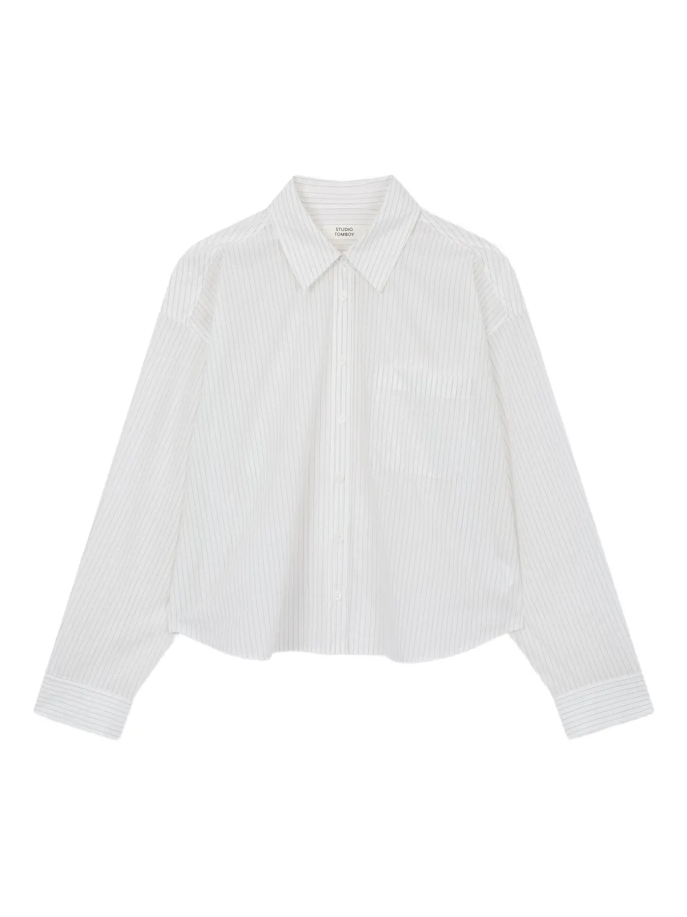 STUDIO TOMBOY elastic-hem striped shirt | White | Image 1