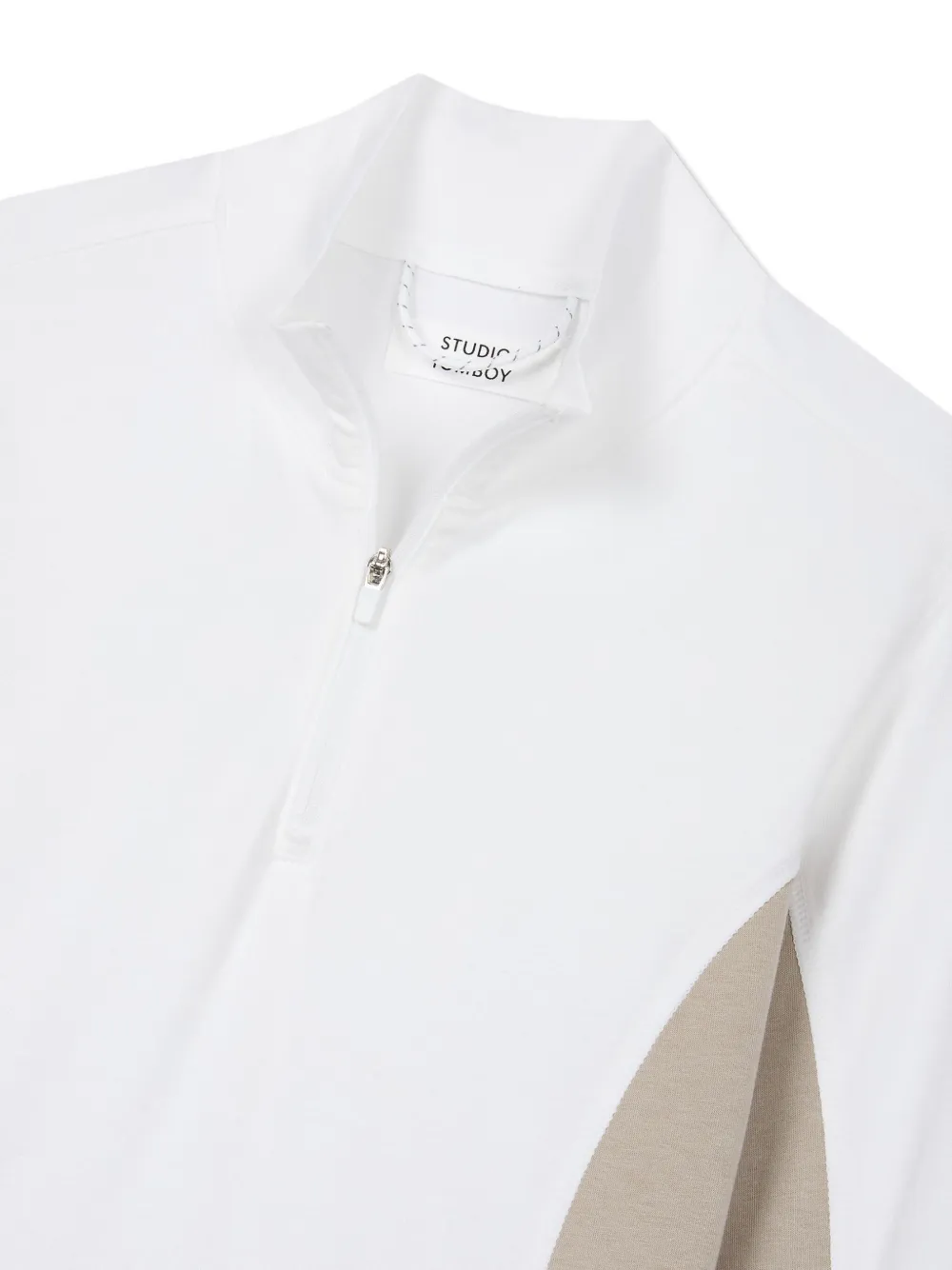 STUDIO TOMBOY Sweater met halve rits en vlakken Wit