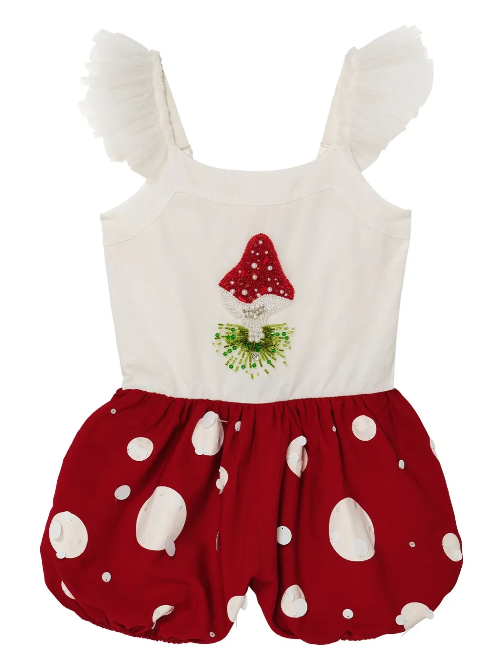 Tutu Du Monde mushroom-applique sequin jumpsuit - ホワイト Tutu Du Monde mushroom-applique sequin jumpsuit - ホワイト