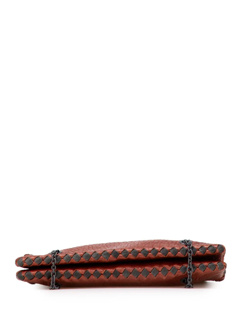 Pre-owned Bottega Veneta 2012-2025 Textured Leather Whipstitch Duo Shoulder Bag In Red