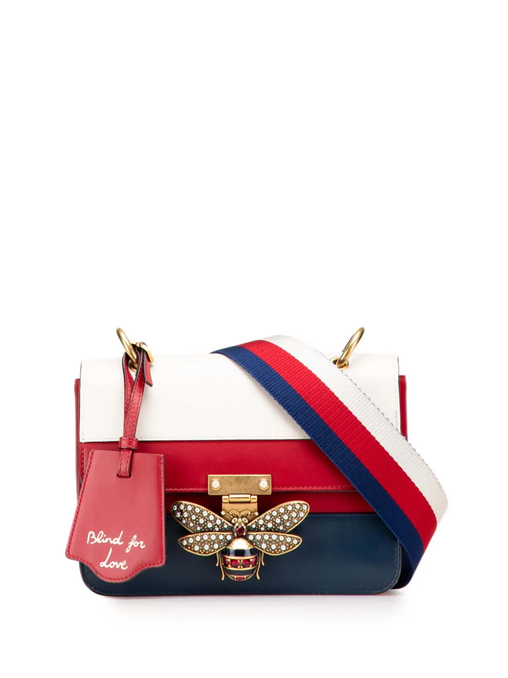 Pre-owned Gucci 2000-2015 Medium Calfskin Queen Margaret Flap Shoulder Bag In Red