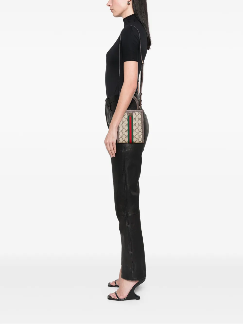 Pre-owned Gucci 2016-2025 Mini Gg Supreme Ophidia Web Satchel In Brown