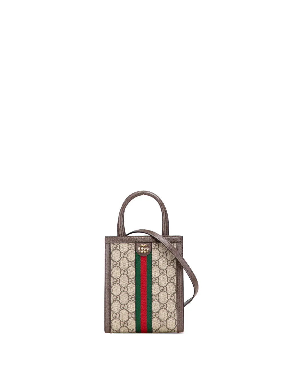 Pre-owned Gucci 2016-2025 Mini Gg Supreme Ophidia Web Satchel In Brown