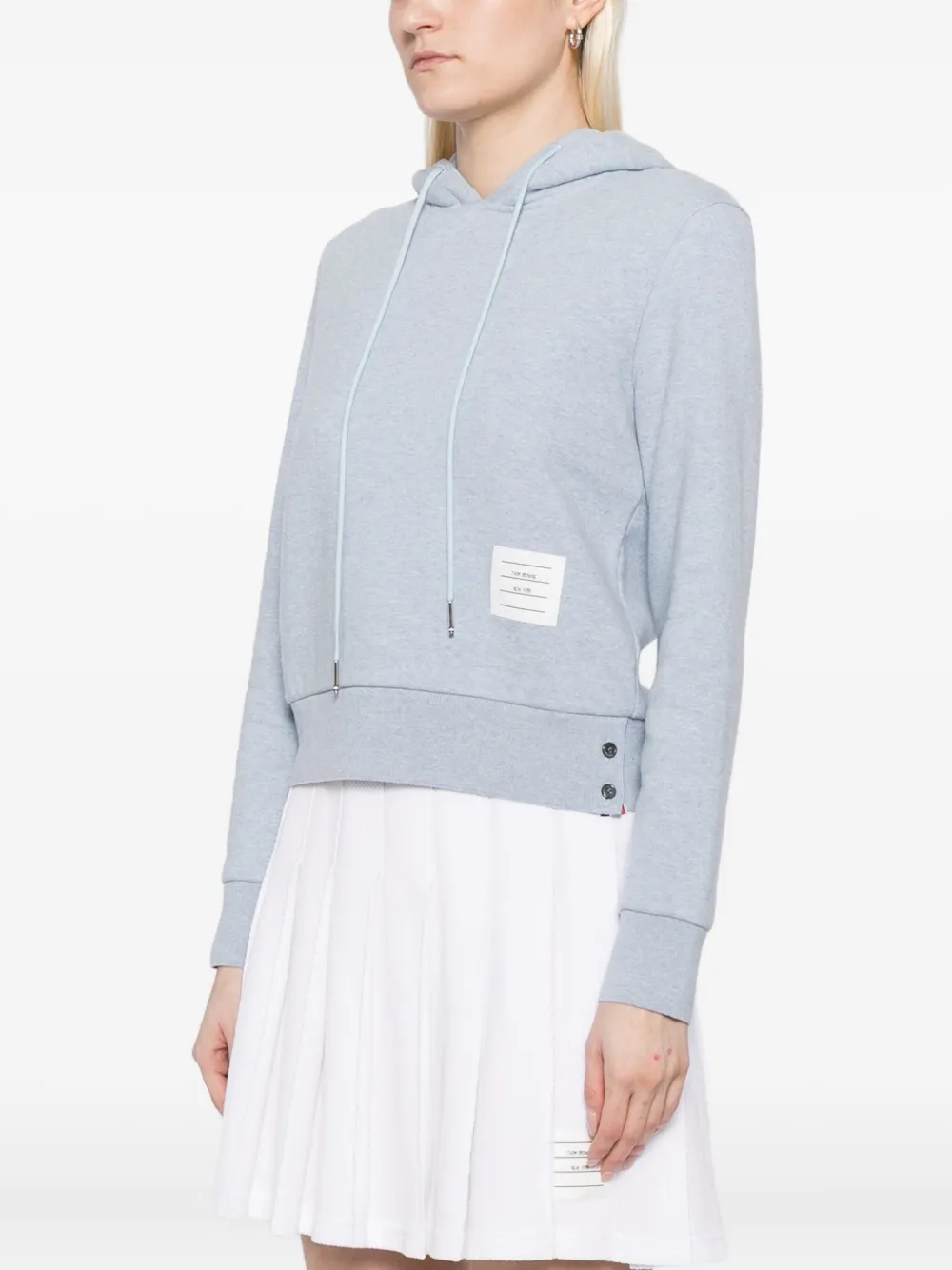 Thom Browne Logo-patched Hoodie In Blue