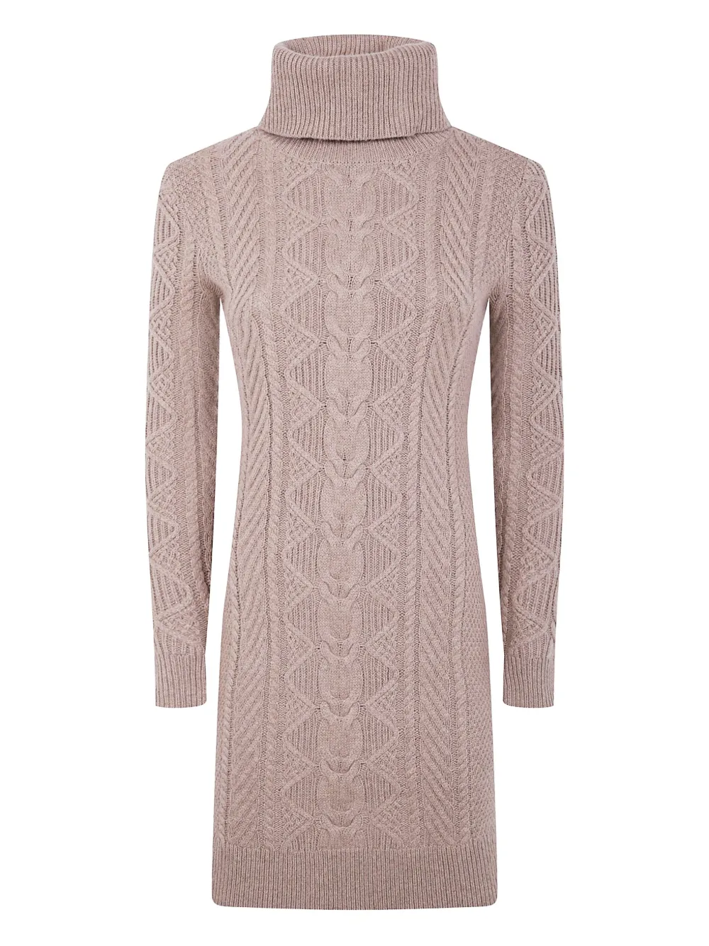 Ralph Lauren Cable-knit Turtleneck Mini Dress In Pink