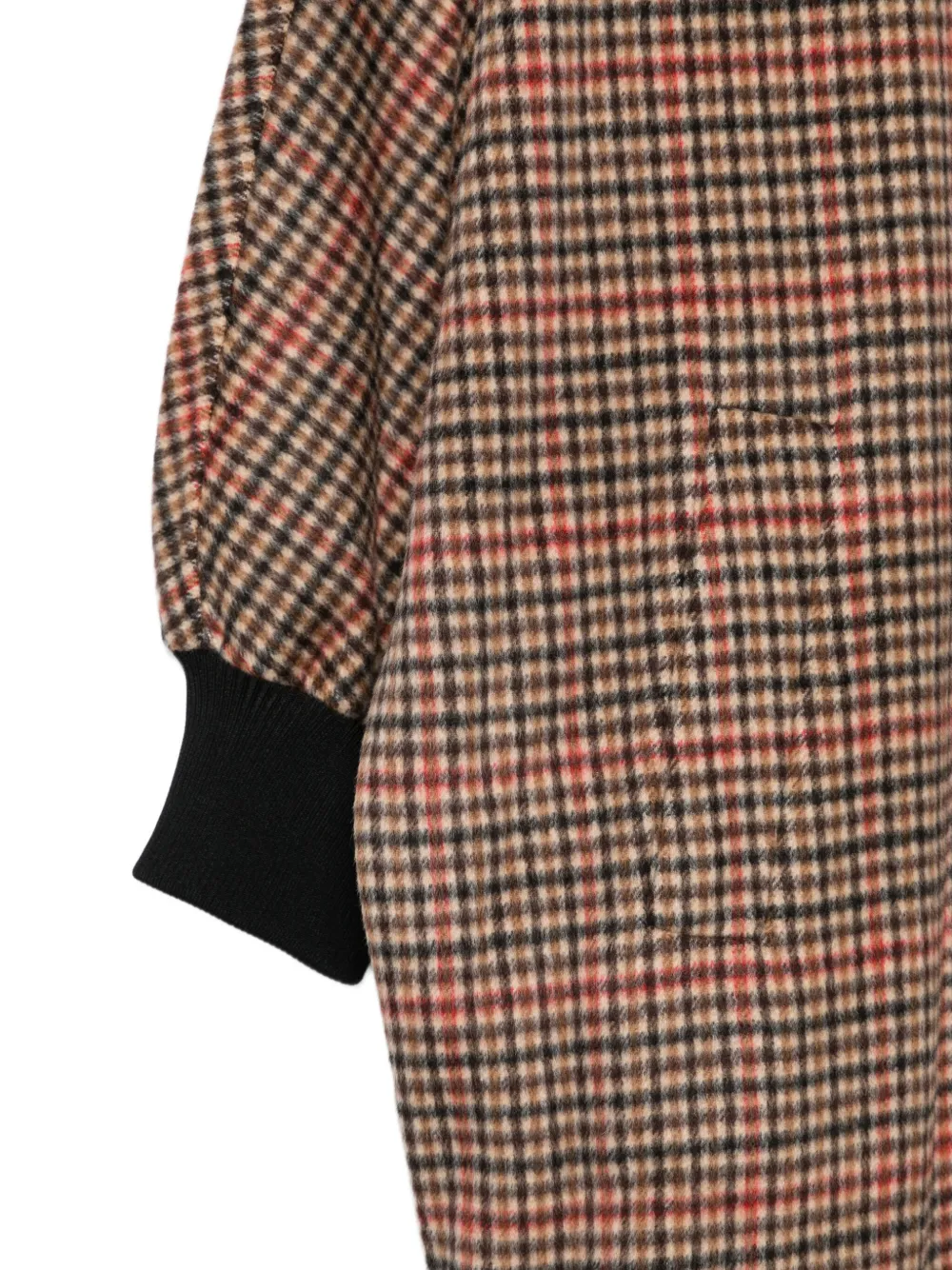 Essentiel Antwerp Check-pattern Wool Coat In Brown
