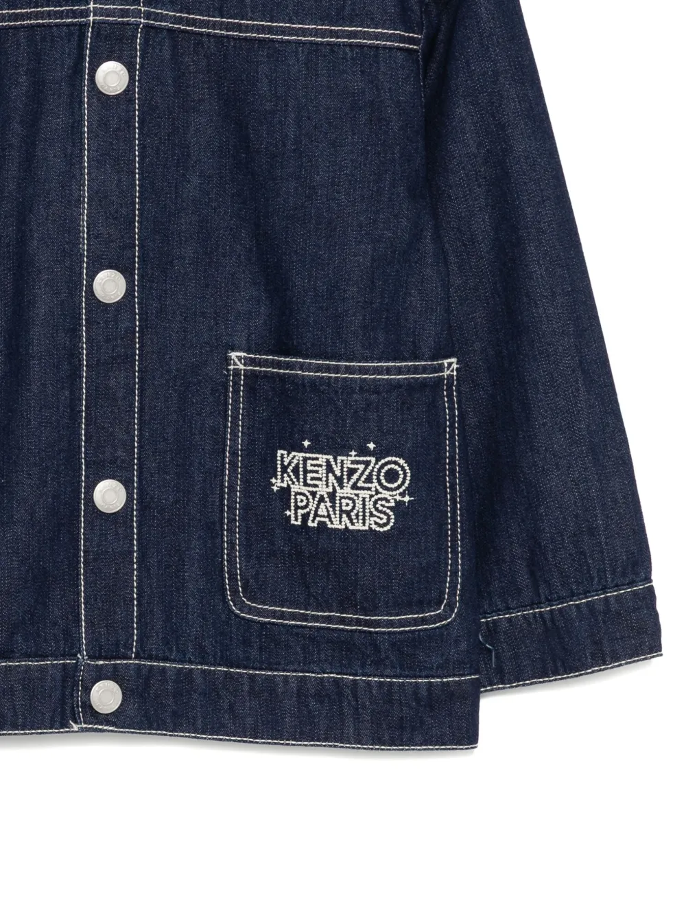 Kenzo Embroidered Denim Jacket In Blue