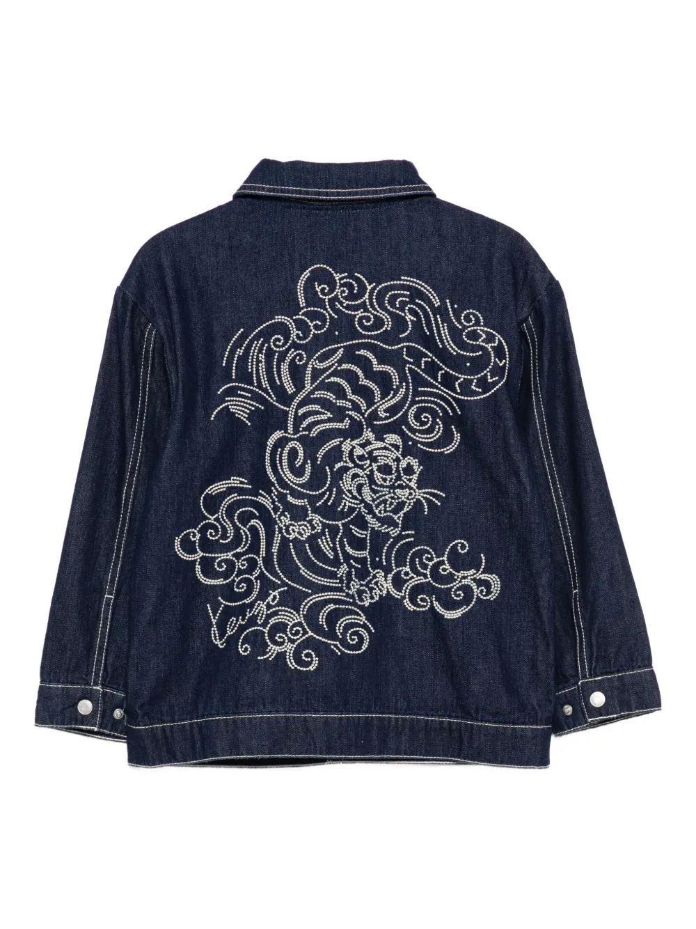Kenzo Embroidered Denim Jacket In Blue