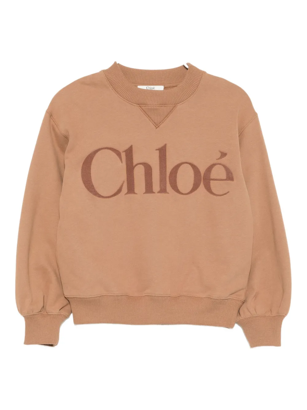 Chloé Sirocco Logo-embroidered Cotton-jersey Sweatshirt 4-14 In Brown