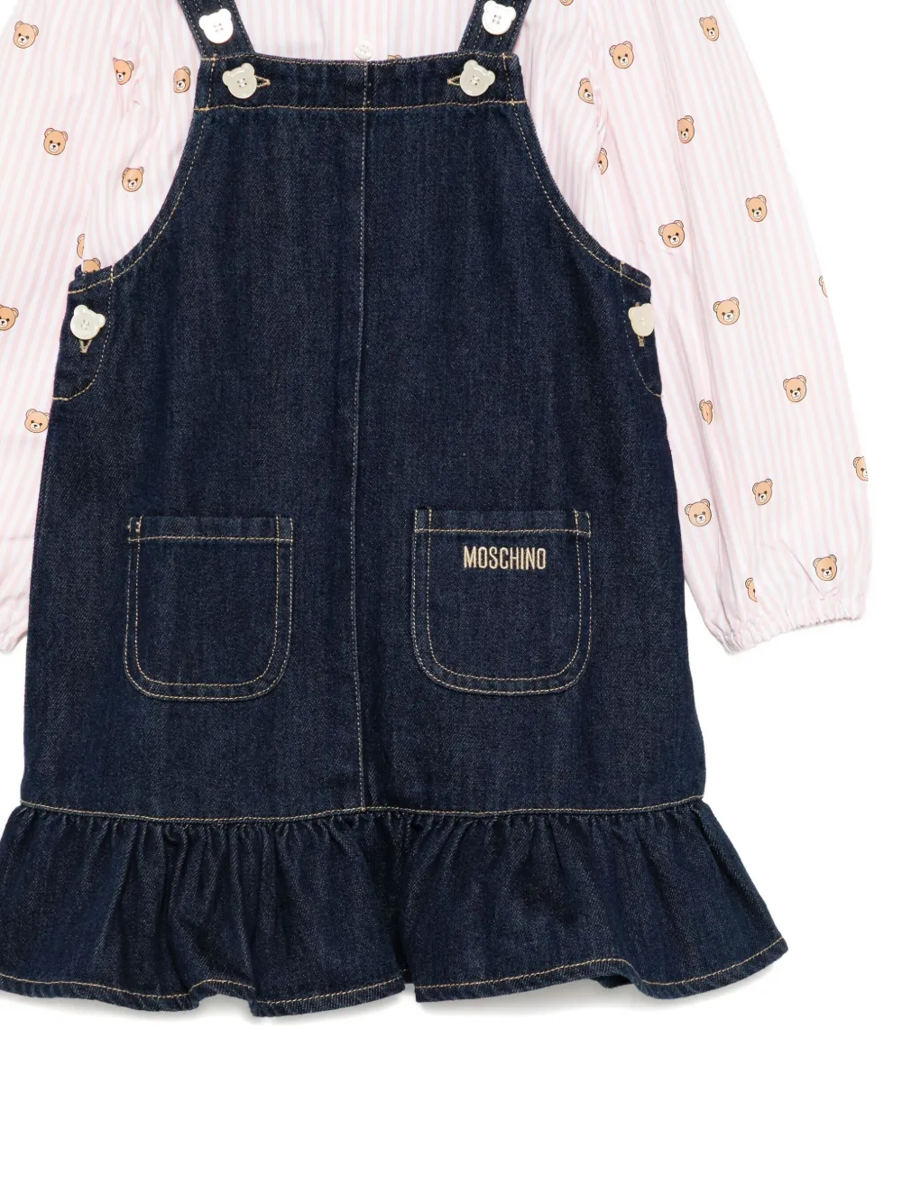 Moschino Kids Denim tuinbroek Blauw
