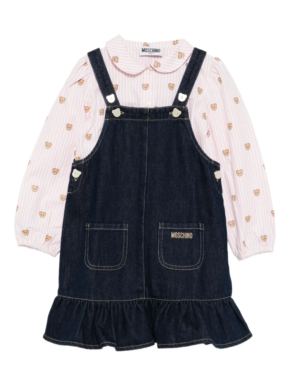 Moschino Kids デニム オーバーオール - ブルー Moschino Kids デニム オーバーオール - ブルー