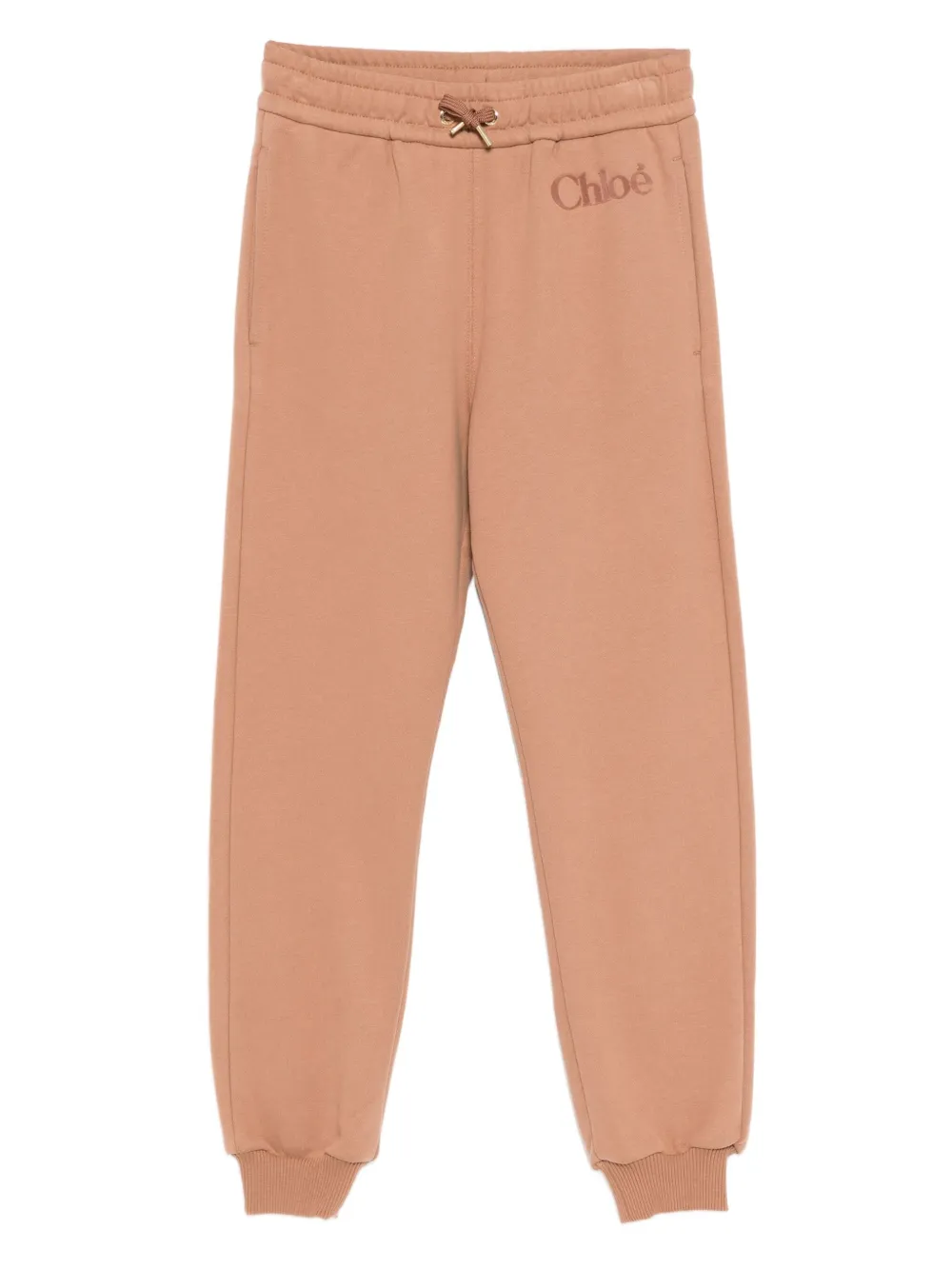 Chloé Kids logo-embroidered trousers | Brown | Image 1