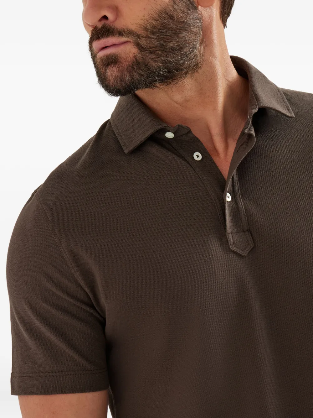 Brunello Cucinelli Piqué Polo Shirt In Brown