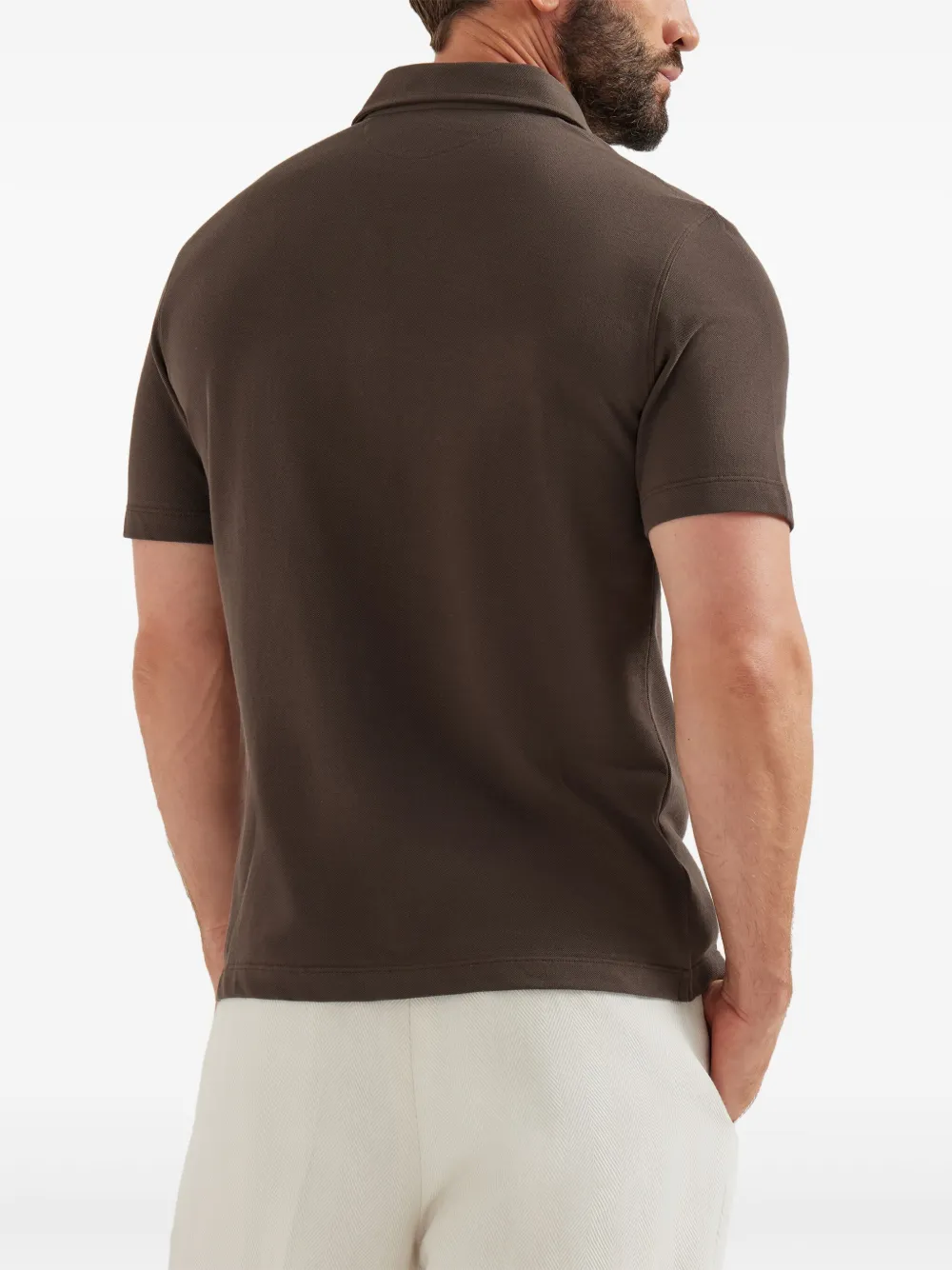 Brunello Cucinelli Piqué Polo Shirt In Brown