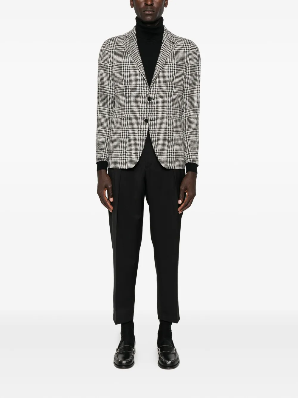 Tagliatore Houndstooth Check Blazer In Black