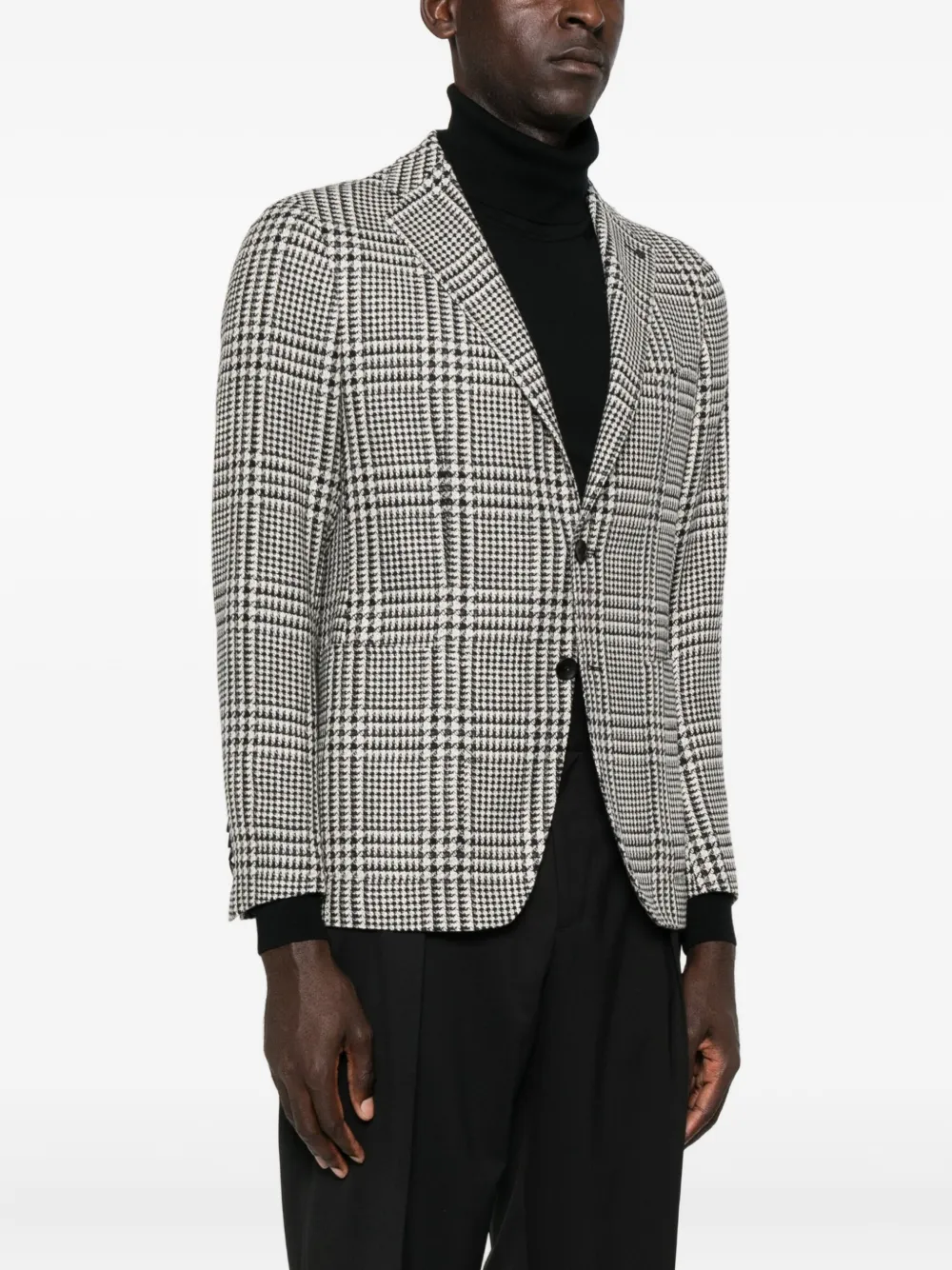Tagliatore Houndstooth Check Blazer In Black