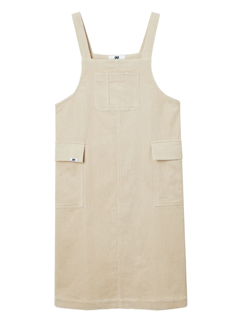 Chocoolate Flap-pocket Corduroy Midi Dress In Neutral