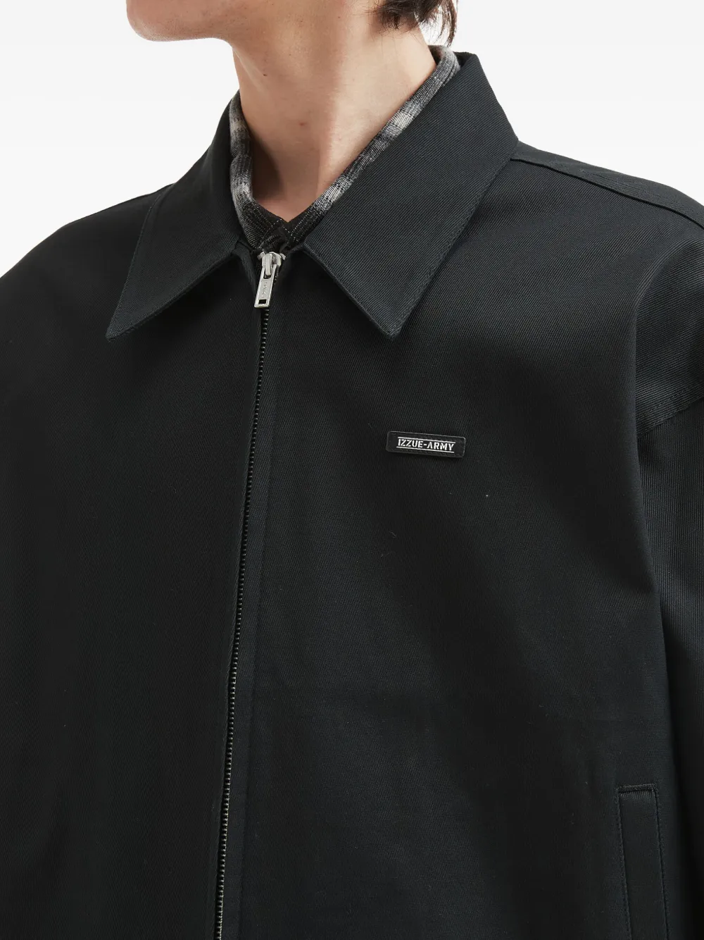 Izzue Logo-plaque Zip-front Jacket In Black
