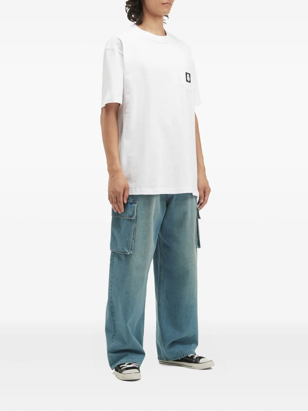 FINGERCROXX T-shirt met zak met grafische print - Wit