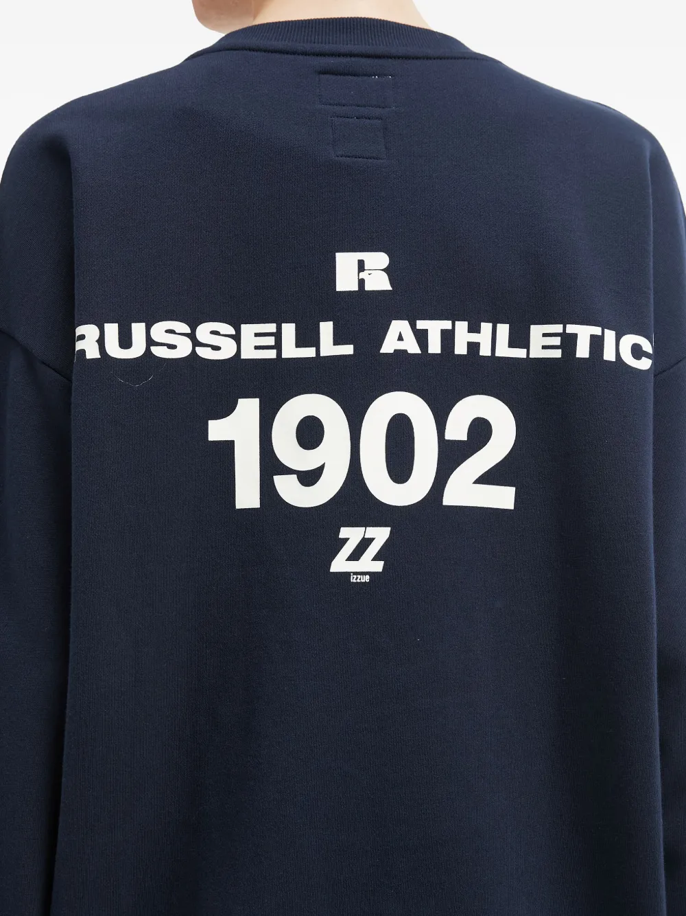izzue x Russell Athletic sweater met logoprint Blauw