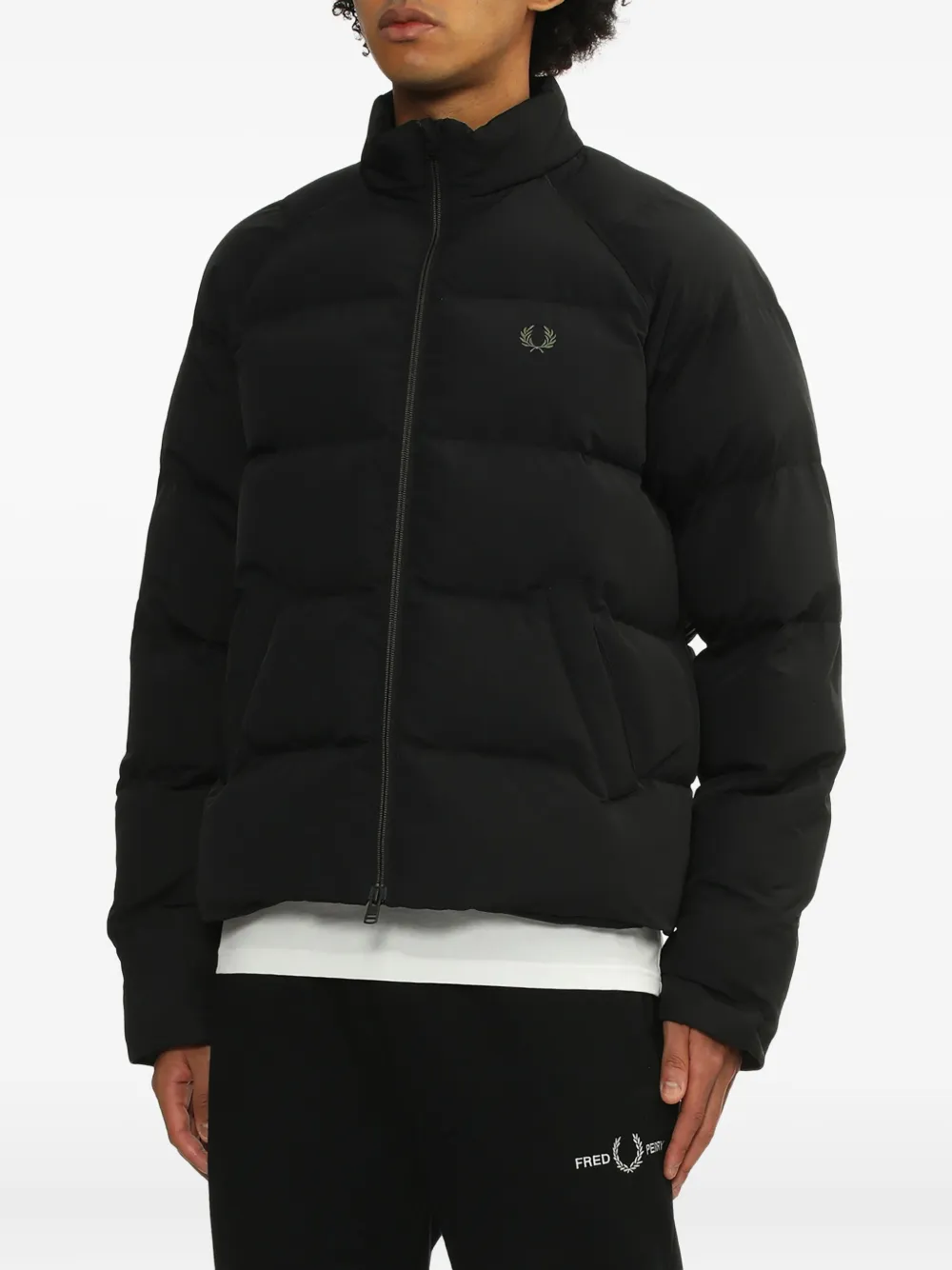 Fred Perry Quilted Laurel-wreath Padded Jacket In Black